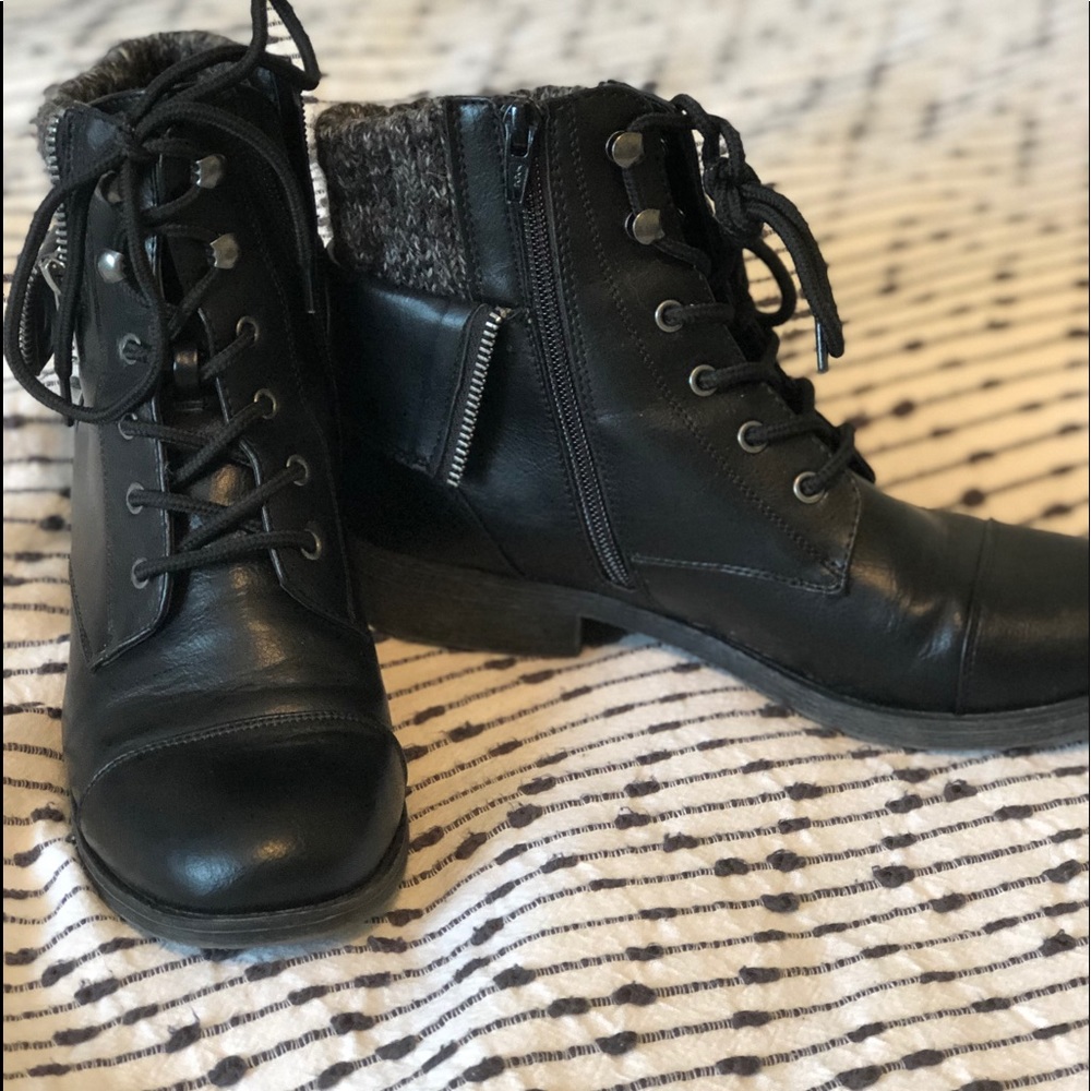 Women’s black combat ankle booties